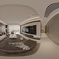 Modern Open Dining Living Room Interior Design With Marble Table Pendant Lights And Large Windows