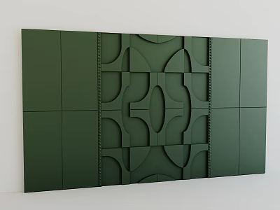 Modern Green Background Wall With Intricate Geometric Pattern And Symmetrical Panel Design 3d model