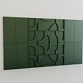 Modern Green Background Wall With Intricate Geometric Pattern And Symmetrical Panel Design