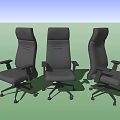 Black Leather Office Chairs With High Back And Swivel Wheels In Multiple Styles 3d model
