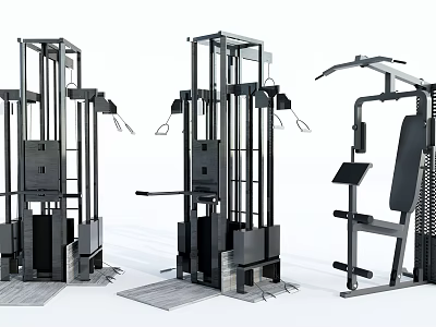 Modern Multifunctional Fitness Equipment with Smith Machine Pull Up Bar and Adjustable Training Stations 3d model