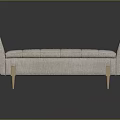 Sleek Modern Ottoman With Light Beige Fabric Padded Seat And Metal Legs
