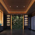 Modern Elegant Clubhouse Lobby With Sofa Seating And Green Decorative Wall