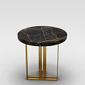 Modern Round Side Table With Black Marble Top And Gold Metal Frame 3d model
