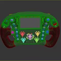 Electronic Electrical Carbon Fiber Racing Steering Wheel With Display Screen Colorful Buttons And Control Knobs 3d model