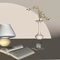 Modern Cream Style Table Lamp Cream Table Lamp Table Lamp Ornaments Green Plant Ornaments Combination 3d model