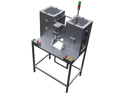 Industrial Testing Equipment with Control Panel Indicator Lights and Steel Workbench 3d model