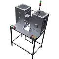 Industrial Testing Equipment with Control Panel Indicator Lights and Steel Workbench