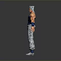Muscular Anime Character With Blue Vest Gray Pants And White Hair Action Figure