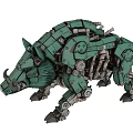 Smart Mechanical Boar Design With Detailed Green Gold Gears And Components