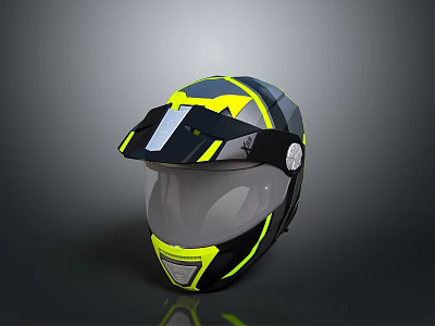 Tactical Weapon Helmet with Modern Black Yellow Design and Protective Visor 3d model