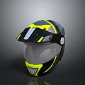 Tactical Weapon Helmet with Modern Black Yellow Design and Protective Visor 3d model