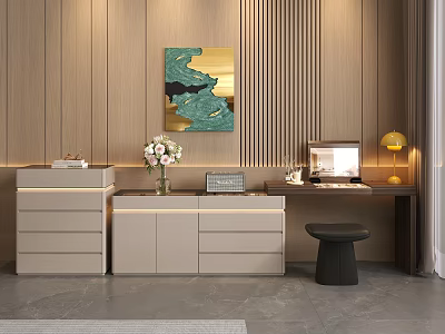 Sleek Modern Light Luxury Dresser Set With Built In Ambient Light And Spacious Storage Cabinets 3d model