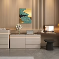 Sleek Modern Light Luxury Dresser Set With Built In Ambient Light And Spacious Storage Cabinets
