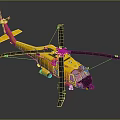 Highly Detailed Yellow Helicopter With Extended Rotors Sleek Fuselage And Dark Background