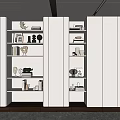 Modern Minimalist Bookcase Design With Shelves Books And Decorative Ornaments