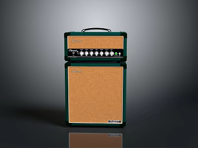 Bad Cat Amplifier With Green Cabinet Control Knobs And Speaker Cabinet 3d model