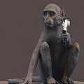 Unique Monkey Sculpture Decorative Lamps Holding Light Bulbs With Wired Design 3d model