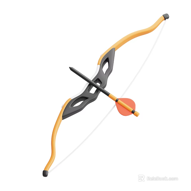 High Quality Archery Sports Equipment With Wooden Bow Carbon Arrow And Orange Target 3d model 