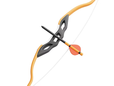 High Quality Archery Sports Equipment With Wooden Bow Carbon Arrow And Orange Target 3d model