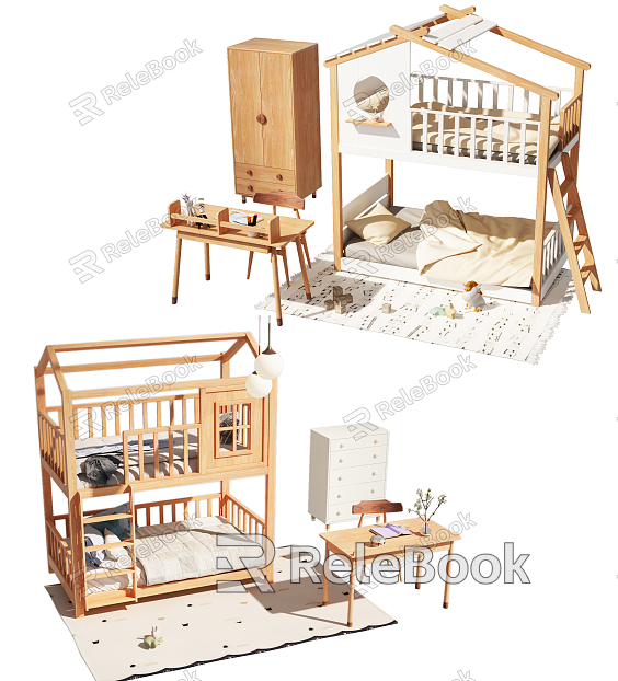 Nordic Bed Children's Bed Bed Bunk Bed Toy Desk Wardrobe Combination model