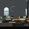 Minotti sofa coffee table combination 3d model