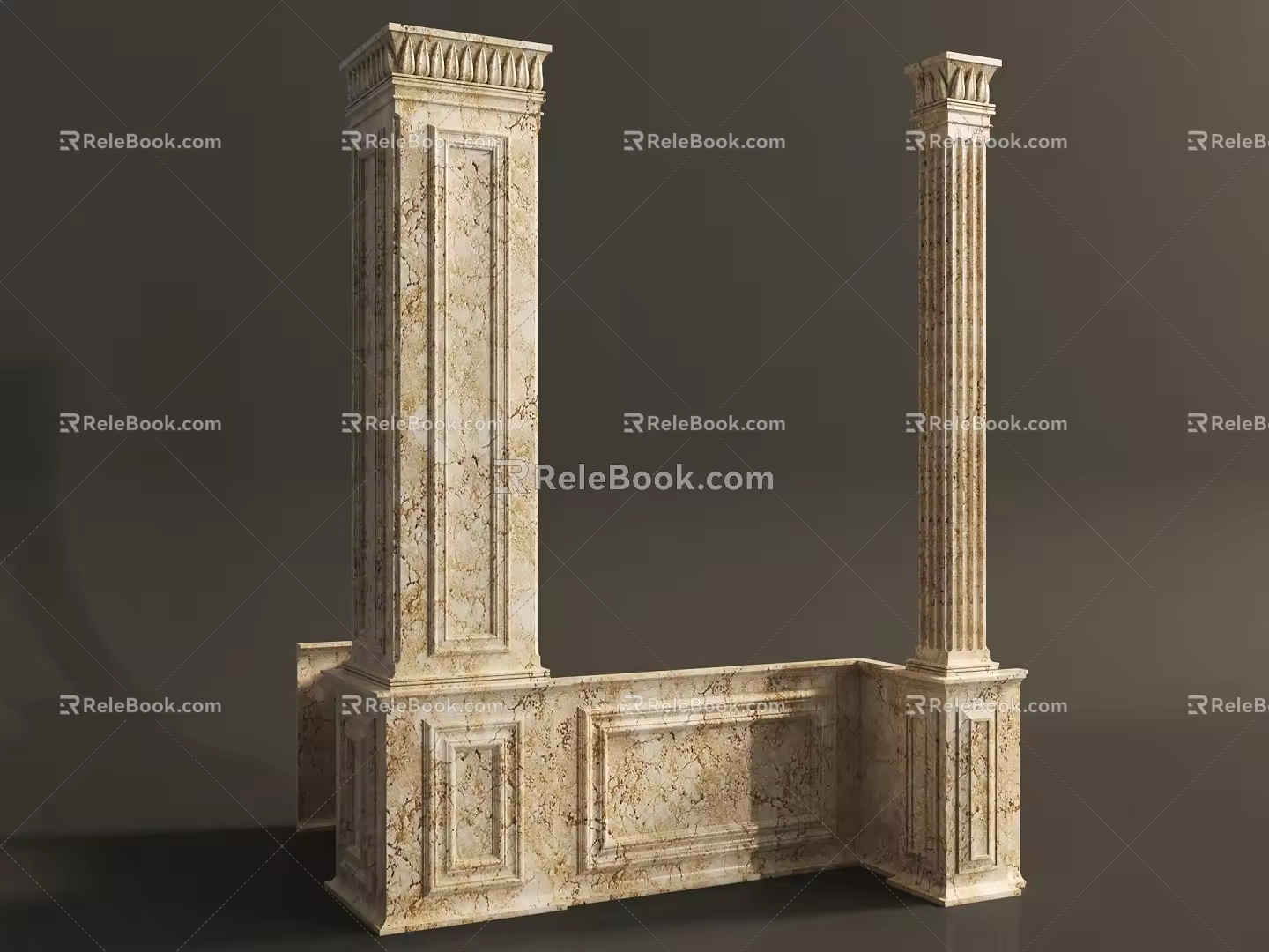 European column line wall panel 3d model