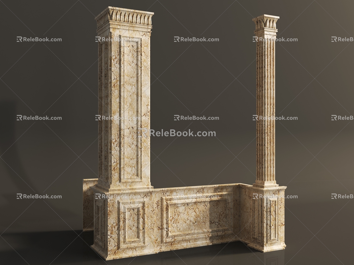 European column line wall panel 3d model