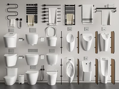 Modern Bathroom Toilet Designs With Various Fixtures And Accessories 3d model