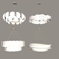Modern Chandeliers with Unique Petal and Wave Design in Neutral Color and Metal Frame