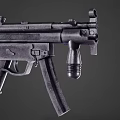 Modern Black Tactical Submachine Gun With Metal Finish Grip And Magazine