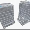 Modern High Rise Office Building with Glass Curtain Wall and Contemporary Architecture Design