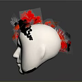 White Mannequin Heads Wearing Red And Black Floral Wreaths With Leaves And Berries