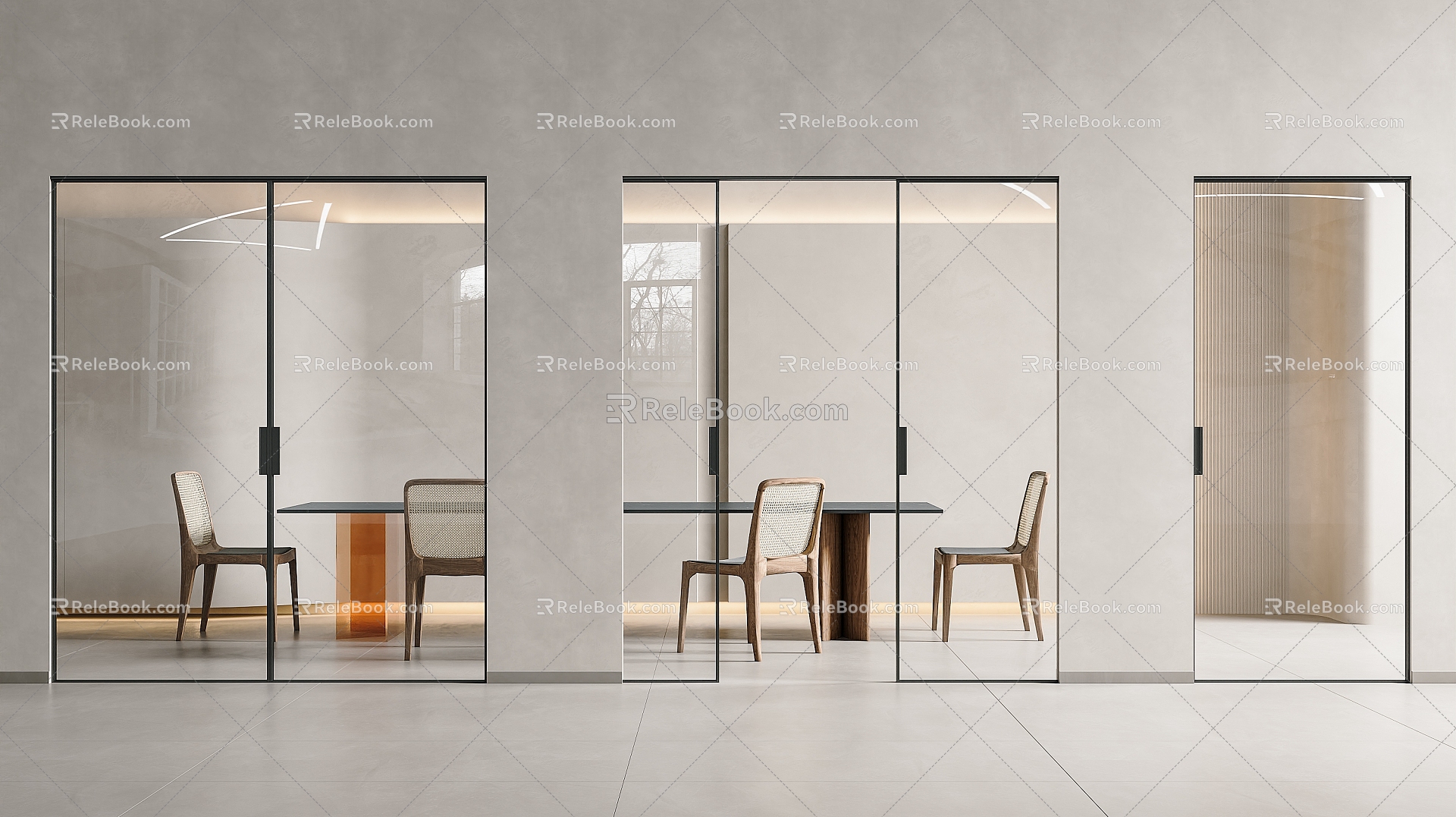 Modern trackless glass sliding door invisible track door sliding door sliding door glass sliding door ghost door pocket door 3d model