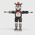 Black Bear Character With Red Hat Bow Tie Yellow Eyes And Striped Limbs