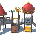 Customized paradise development paradise amusement park children's paradise playground combination function slide amusement sketch 3d model