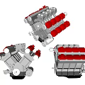 Industrial Equipment Mechanical Components With Silver Metal Structure And Red Parts