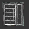 Dark Swing Door With Wooden Texture Glass Panel And Black Frame