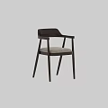 Elegant Modern Wooden Dining Chair With Armrests And Light Upholstered Seat