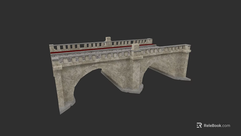 Classical Stone Arch Bridge With Multiple Arches And Ornate Railings 3d model