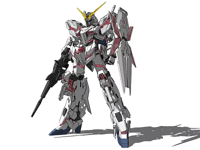 Electric Toy Gundam Robot With Mechanical Design Movable Joints And Light up Parts 3d model