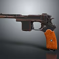 Vintage Pistol With Brown Wooden Grip And Aged Metal Body Classic Design