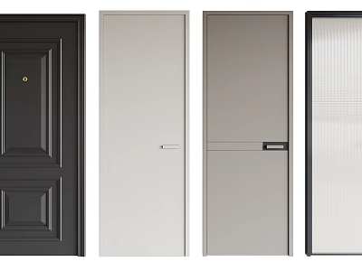 Modern Hinged Door Designs With Black White Gray And Textured Finishes 3d model