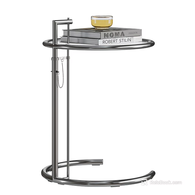 Modern Stainless Steel Side Table With Two Tiered Tray Design For Living Room 3d model 