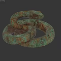 Coiled Snake Bronze Landscape Sculpture With Green Patina Finish Twisted Winding Design