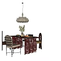 Modern Restaurant Interior With Dining Table Chairs Pendant Light And Potted Plant