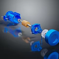 Blue Mechanical Components Including Motor Gear Bearing And Transmission System Parts