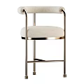 Modern Leisure Chair With Beige Padded Seat Backrest And Metal Frame Design