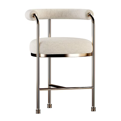 Modern Leisure Chair With Beige Padded Seat Backrest And Metal Frame Design 3d model