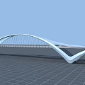 Modern White Arch Bridge With Cable Structure And Blue Sky Background 3d model